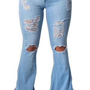 Distressed Blue Jeans